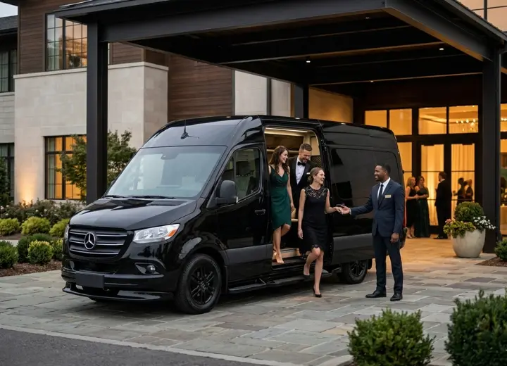 Black Mercedes Sprinter group transportation New Jersey